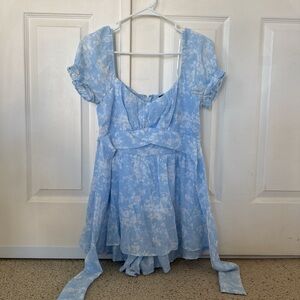 Blue floral romper dress